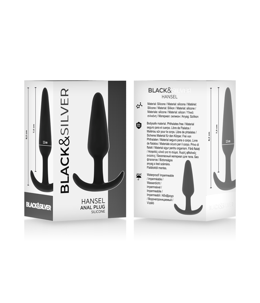 BLACK&SILVER - PLUG ANAL DE SILICONE HANSEL COM CABO PEQUENO