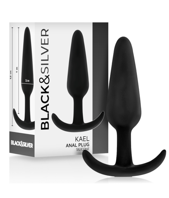 BLACK&SILVER - PLUG ANAL DE SILICONE KAEL COM CABO MÉDIO