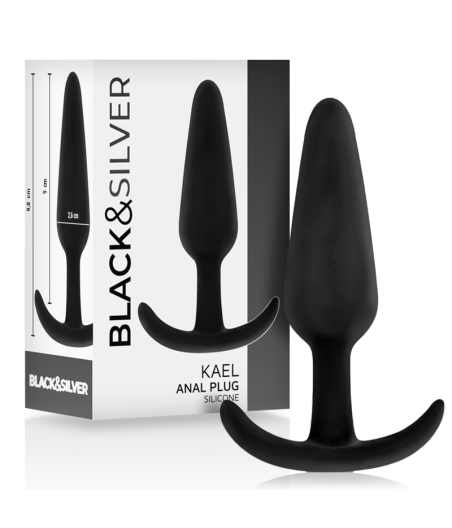 BLACK&SILVER - PLUG ANAL DE SILICONE KAEL COM CABO MÉDIO