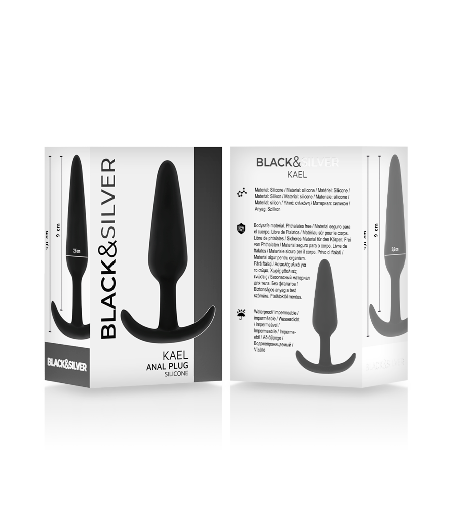 BLACK&SILVER - PLUG ANAL DE SILICONE KAEL COM CABO MÉDIO