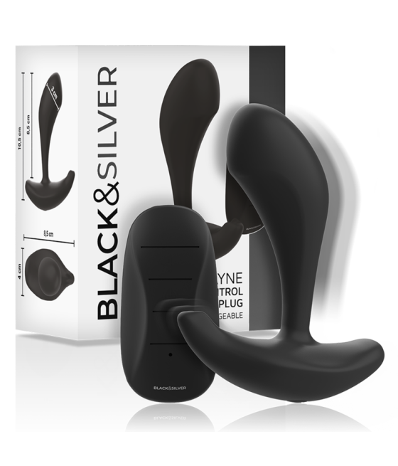 BLACK&SILVER - DWAYNE ANAL PLUG SILICONE REMOTE CONTROL