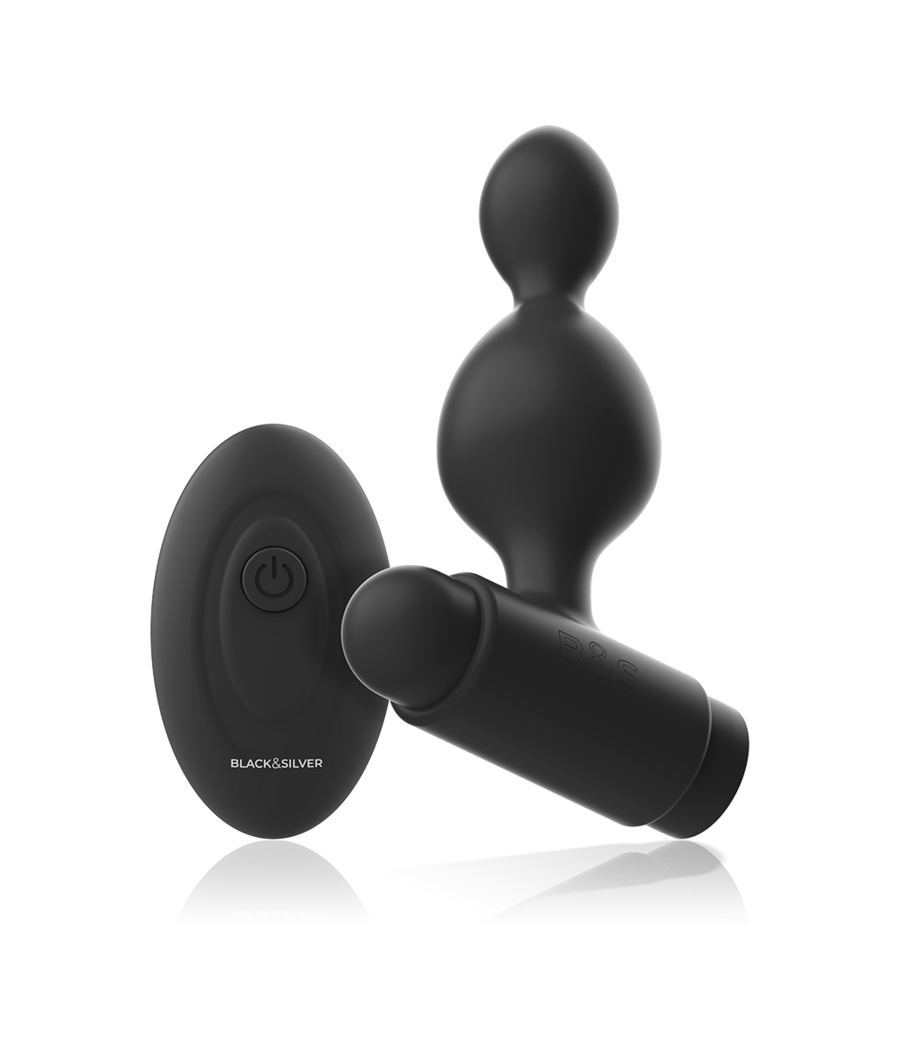 BLACK&SILVER - TUCKER SMALL SILICONE ANAL PLUG REMOTE CONTROL