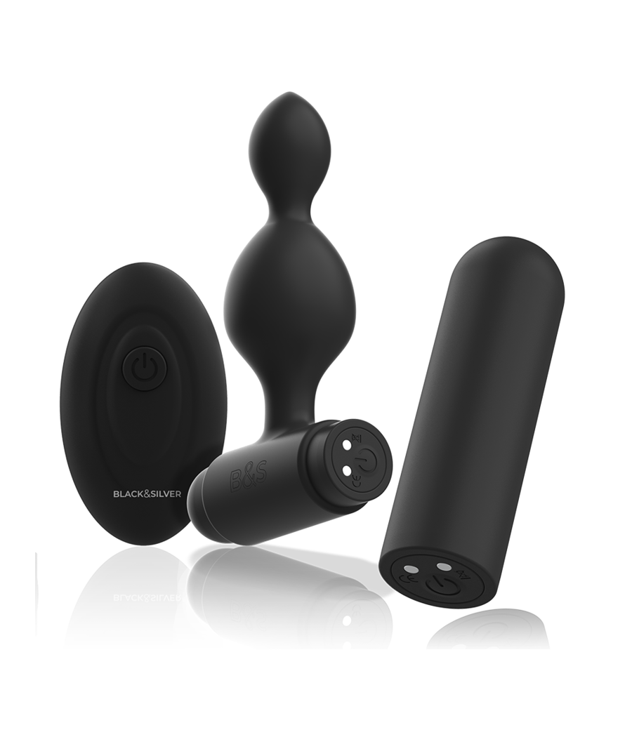 BLACK&SILVER - TUCKER SMALL SILICONE ANAL PLUG REMOTE CONTROL