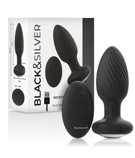 BLACK&SILVER - WELLS PLUG SILICONE ANAL ROTATOR REMOTE CONTROL