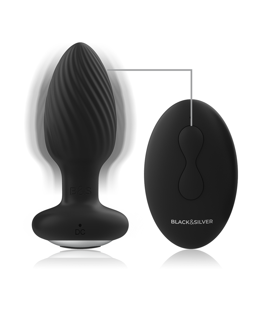 BLACK&SILVER - TELECOMANDO ROTATORE ANALE IN SILICONE CON TAPPO POZZETTI