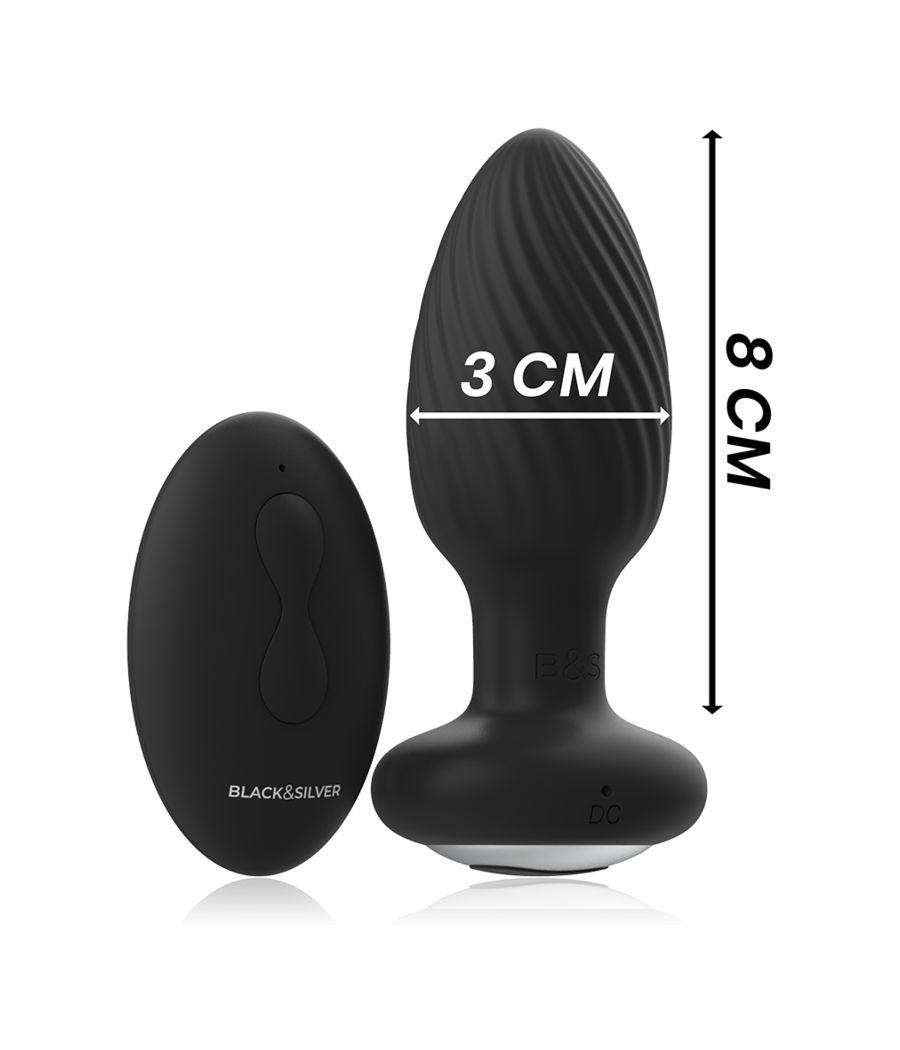 BLACK&SILVER - PLUG DE POÇOS SILICONE ANAL ROTATOR CONTROLE REMOTO
