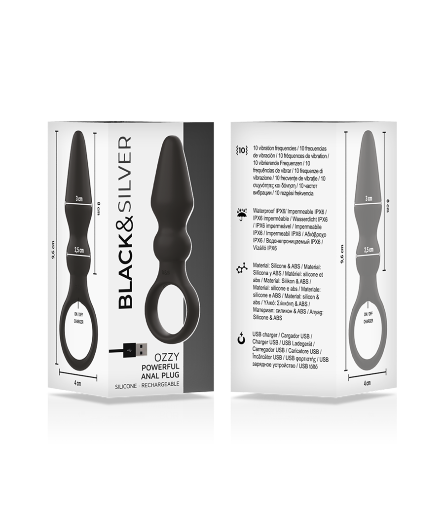 BLACK&SILVER - OZZY POWERFUL SILICONE ANAL PLUG