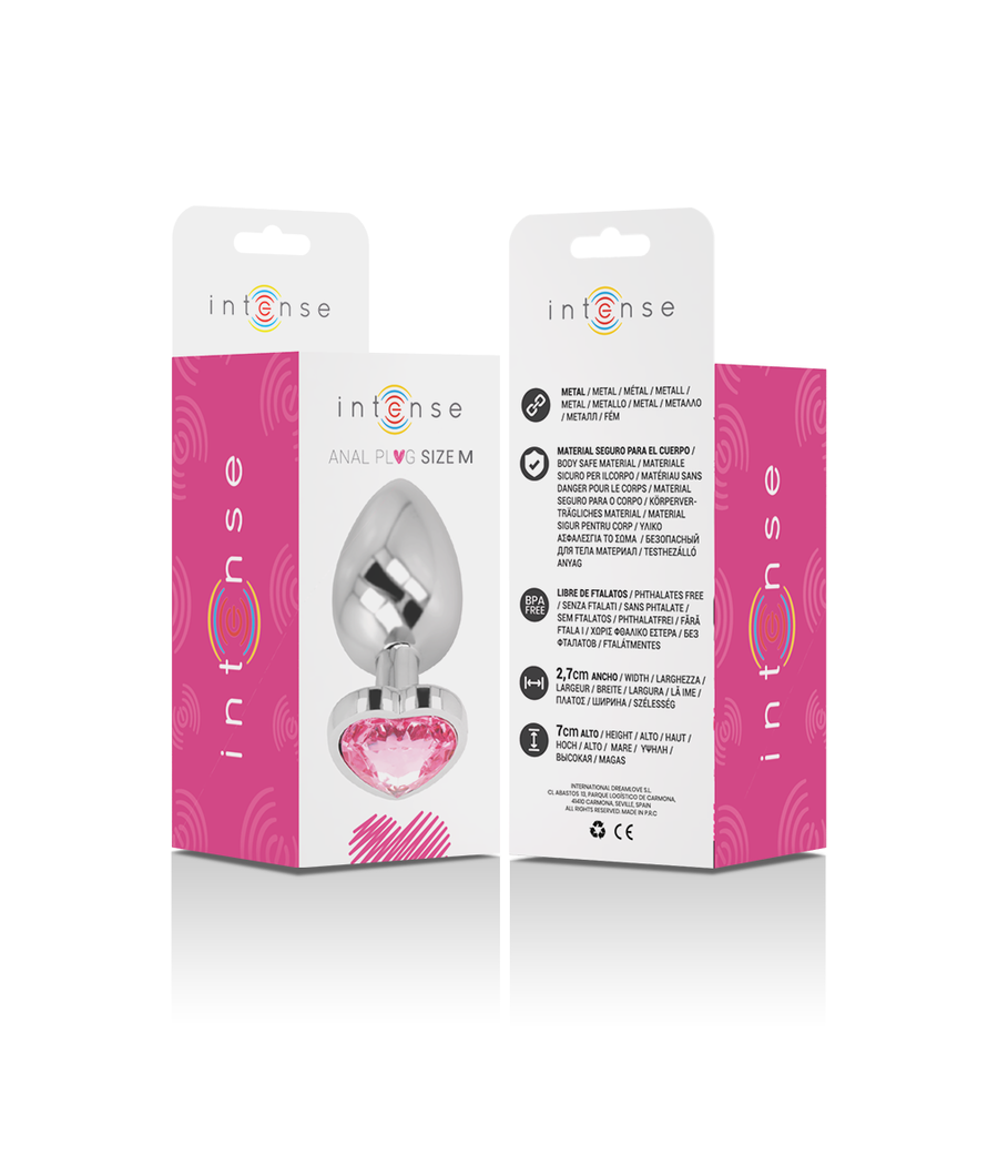 INTENSE - ALUMINIUM-METALL-ANAL-STECKER ROSA HERZ GRÖSSE M