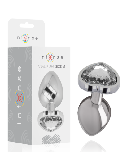 INTENSE - ALUMINUM METAL ANAL PLUG WHITE HEART SIZE M