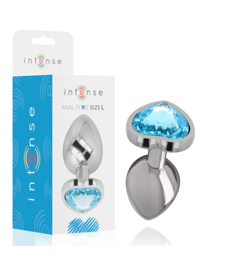 INTENSE - PLUG ANALE IN METALLO ALLUMINIO CUORE BLU TAGLIA L