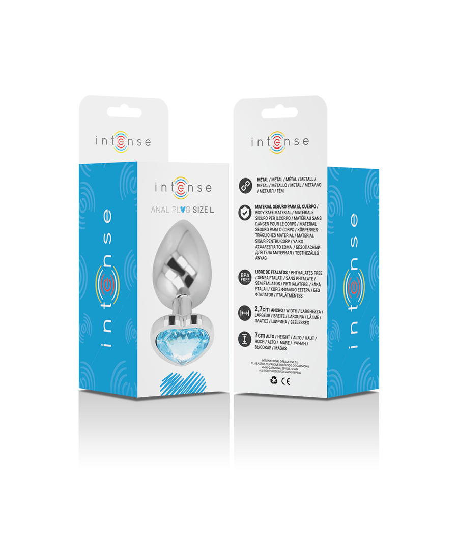 INTENSE - PLUG ANALE IN METALLO ALLUMINIO CUORE BLU TAGLIA L