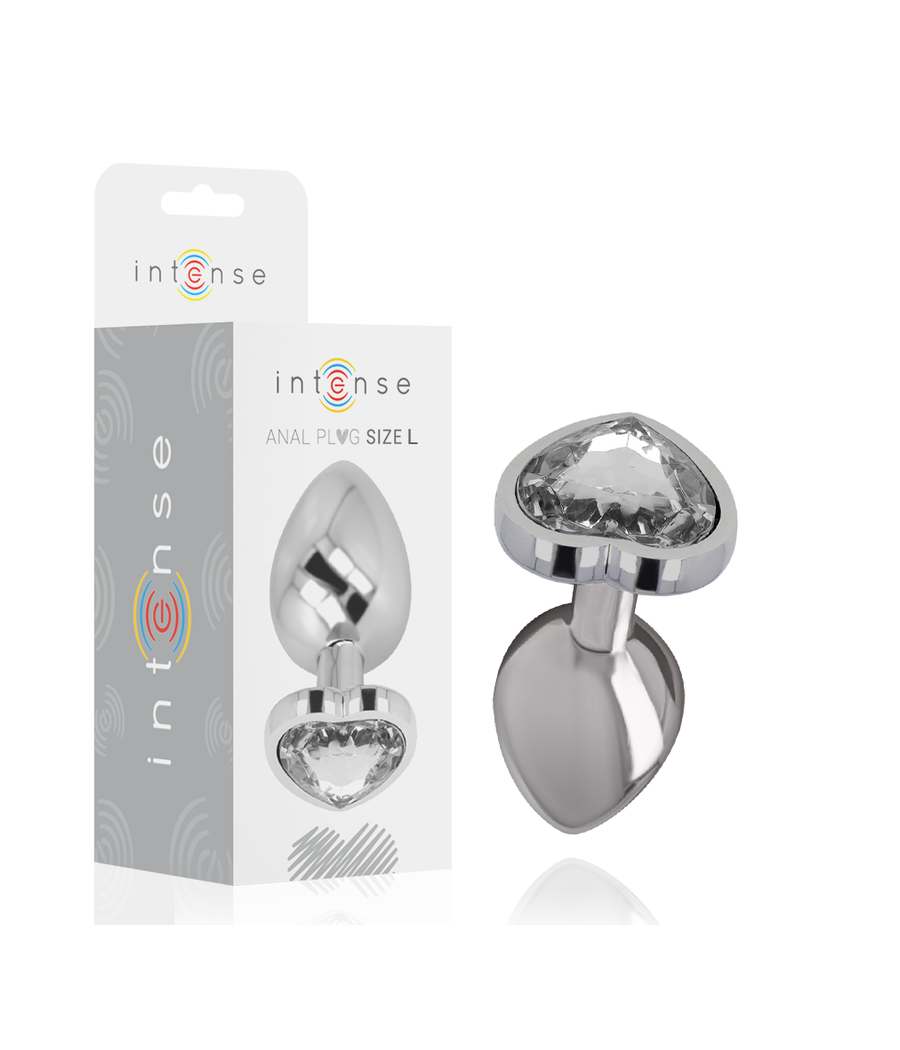 INTENSE - PLUG ANALE METALLO ALLUMINIO BIANCO CUORE TAGLIA L