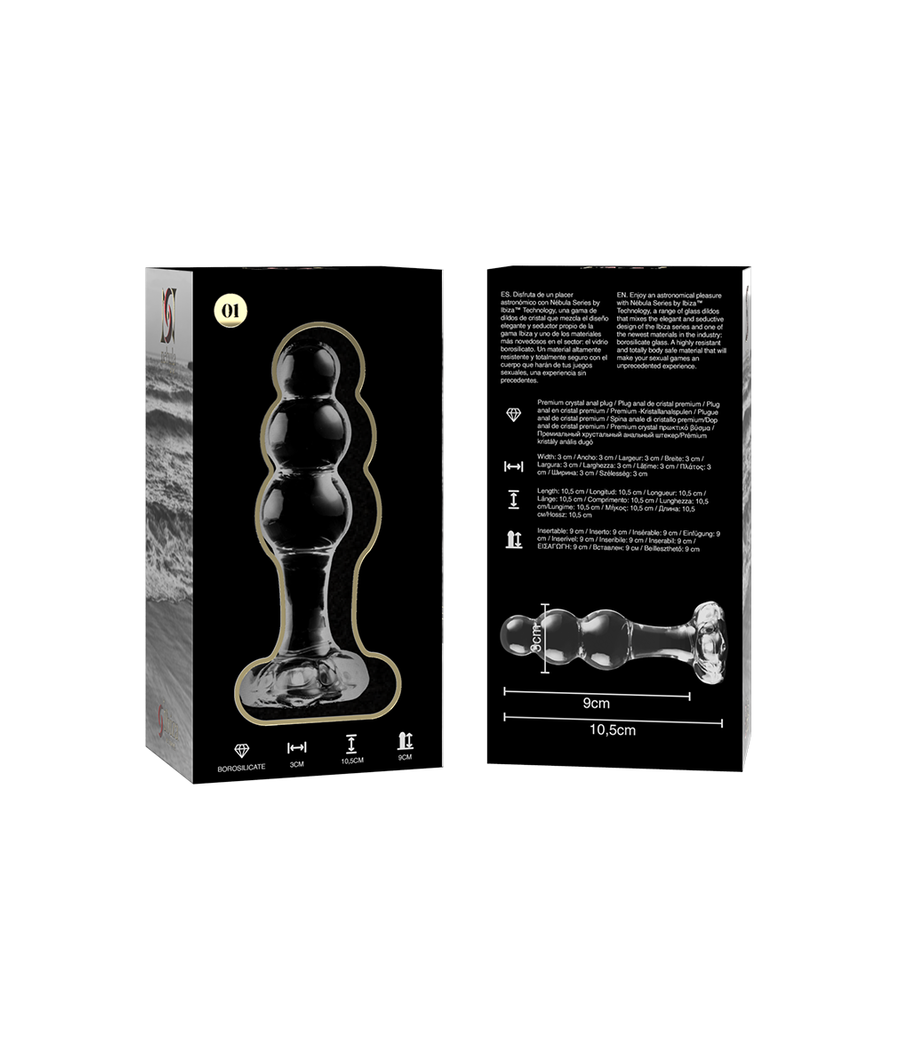 NEBULA SERIES BY IBIZA - MODELO 1 PLUG CRISTAL TRANSPARENTE 10.5 CM -O- 3 CM
