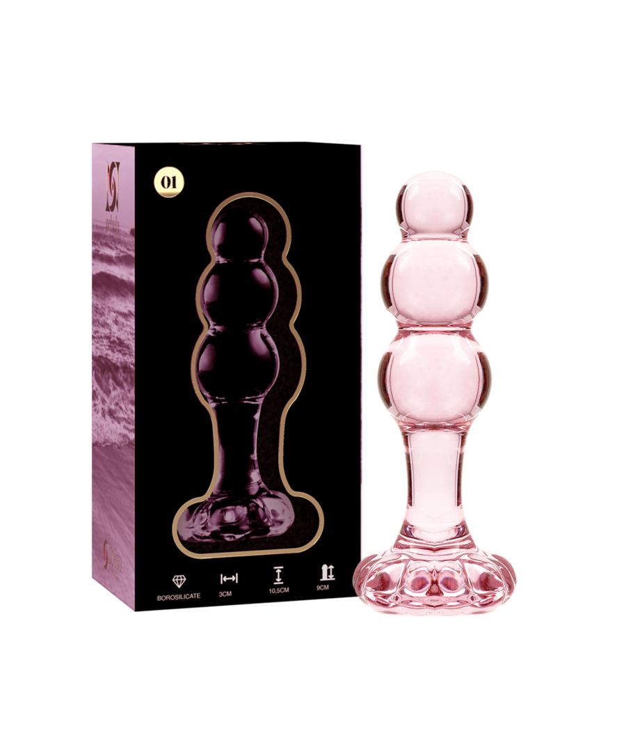 NEBULA SERIES BY IBIZA - MODELLO 1 PLUG ANALE VETRO BOROSILICATO ROSA 10.5 CM -O- 3 CM