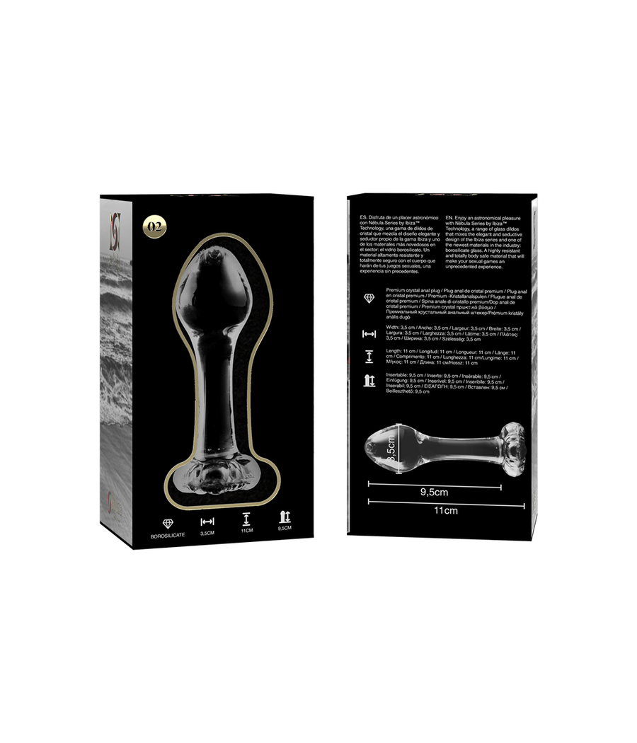 NEBULA SERIES BY IBIZA - MODELL 2 ANALPLUG BOROSILIKATGLAS KLAR 11 CM -O- 3.5 CM