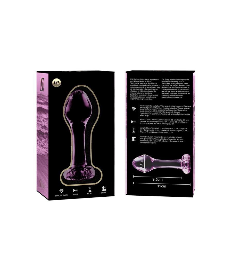 NEBULA SERIES BY IBIZA - MODELLO 2 PLUG ANALE VETRO BOROSILICATO ROSA 11 CM -O- 3.5 CM