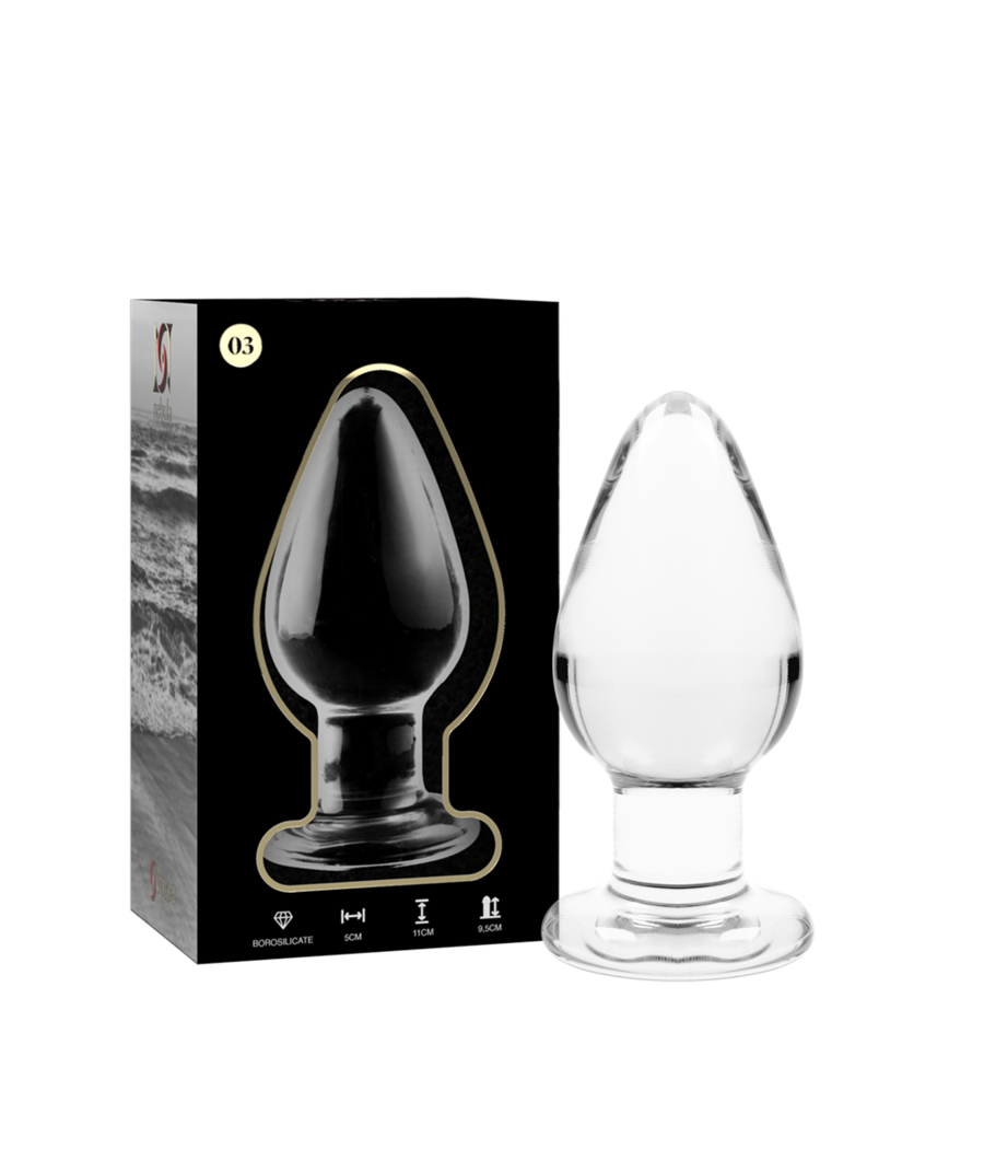NEBULA SERIES BY IBIZA - MODEL 3 ANAL PLUG BOROSILICATE GLASS TRANSPARENT 11 CM -O- 5 CM