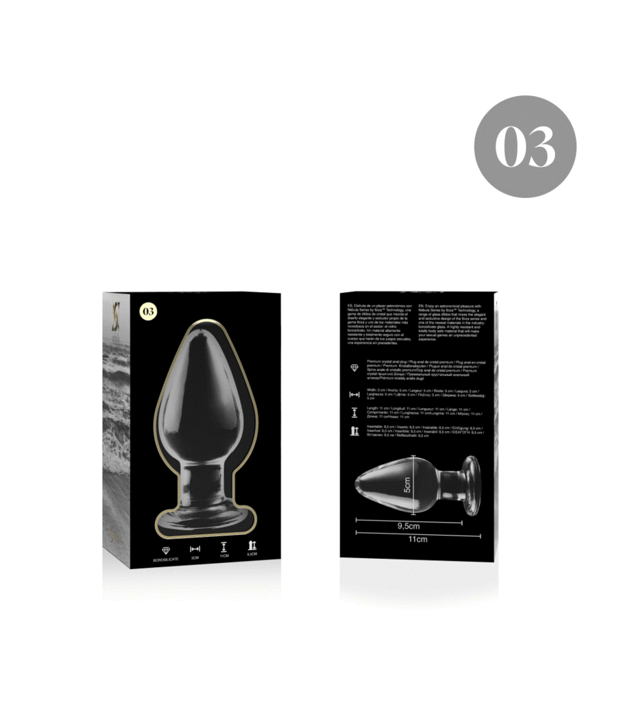NEBULA SERIES BY IBIZA - MODEL 3 ANAL PLUG BOROSILICATE GLASS TRANSPARENT 11 CM -O- 5 CM