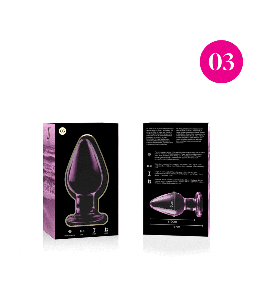 NEBULA SERIES BY IBIZA - MODELL 3 ANALPLUG BOROSILIKATGLAS ROSA 11 CM -O- 5 CM