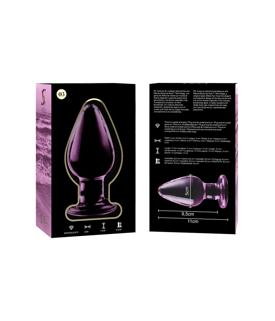NEBULA SERIES BY IBIZA - PLUG ANAL MODÈLE 3 VERRE BOROSILICATE ROSE 11 CM -O- 5 CM