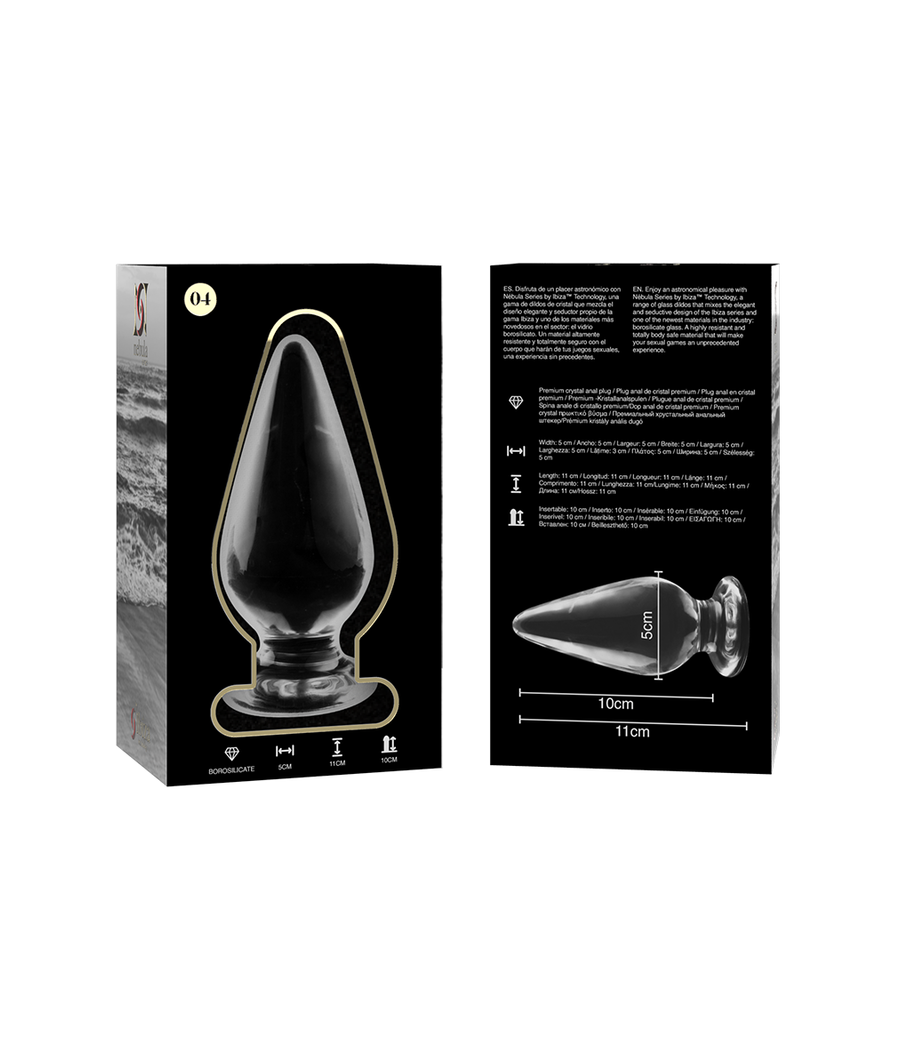 NEBULA SERIES BY IBIZA - MODELLO 4 PLUG ANALE VETRO BOROSILICATO TRASPARENTE 11 CM -O- 5 CM