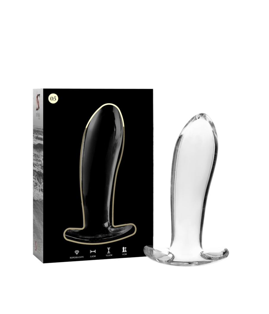 NEBULA SERIES BY IBIZA - MODEL 5 ANAL PLUG BOROSILICATE GLASS CLEAR 12.5 CM -O- 3.5 CM