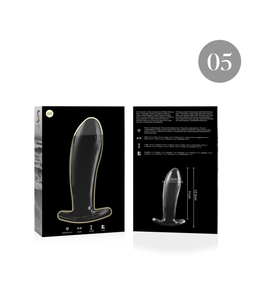 NEBULA SERIES BY IBIZA - MODELL 5 ANALPLUG BOROSILIKATGLAS KLAR 12.5 CM -O- 3.5 CM