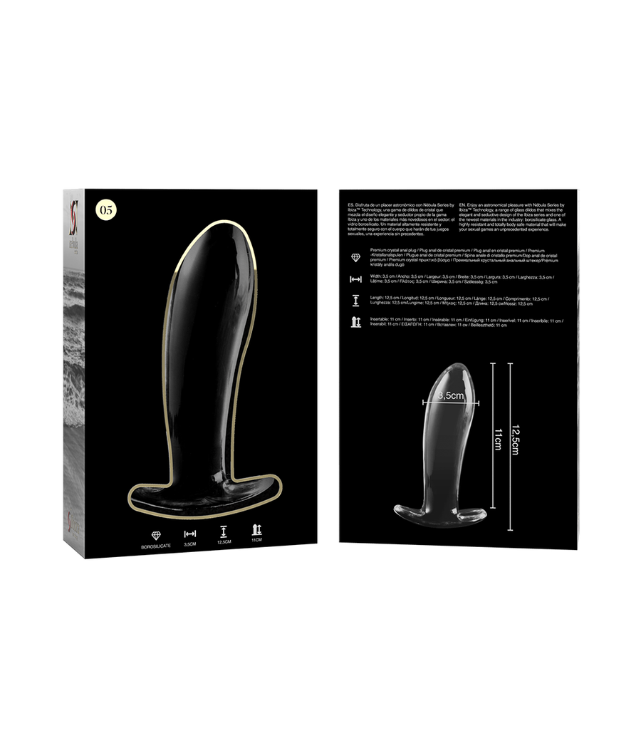 NEBULA SERIES BY IBIZA - MODELLO 5 PLUG ANALE VETRO BOROSILICATO TRASPARENTE 12.5 CM -O- 3.5 CM