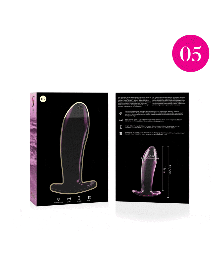 NEBULA SERIES BY IBIZA - MODELL 5 ANALPLUG BOROSILIKATGLAS ROSA 12.5 CM -O- 3.5 CM