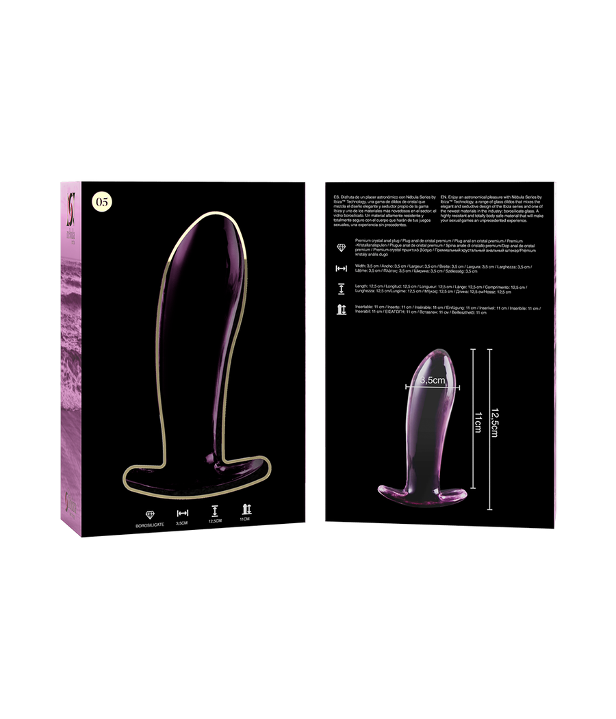 NEBULA SERIES BY IBIZA - MODEL 5 ANAL PLUG BOROSILICATE GLASS PINK 12.5 CM -O- 3.5 CM