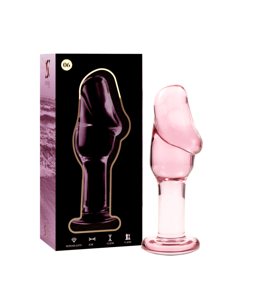 NEBULA SERIES BY IBIZA - MODELLO 6 PLUG ANALE VETRO BOROSILICATO ROSA 12.5 CM -O- 4 CM