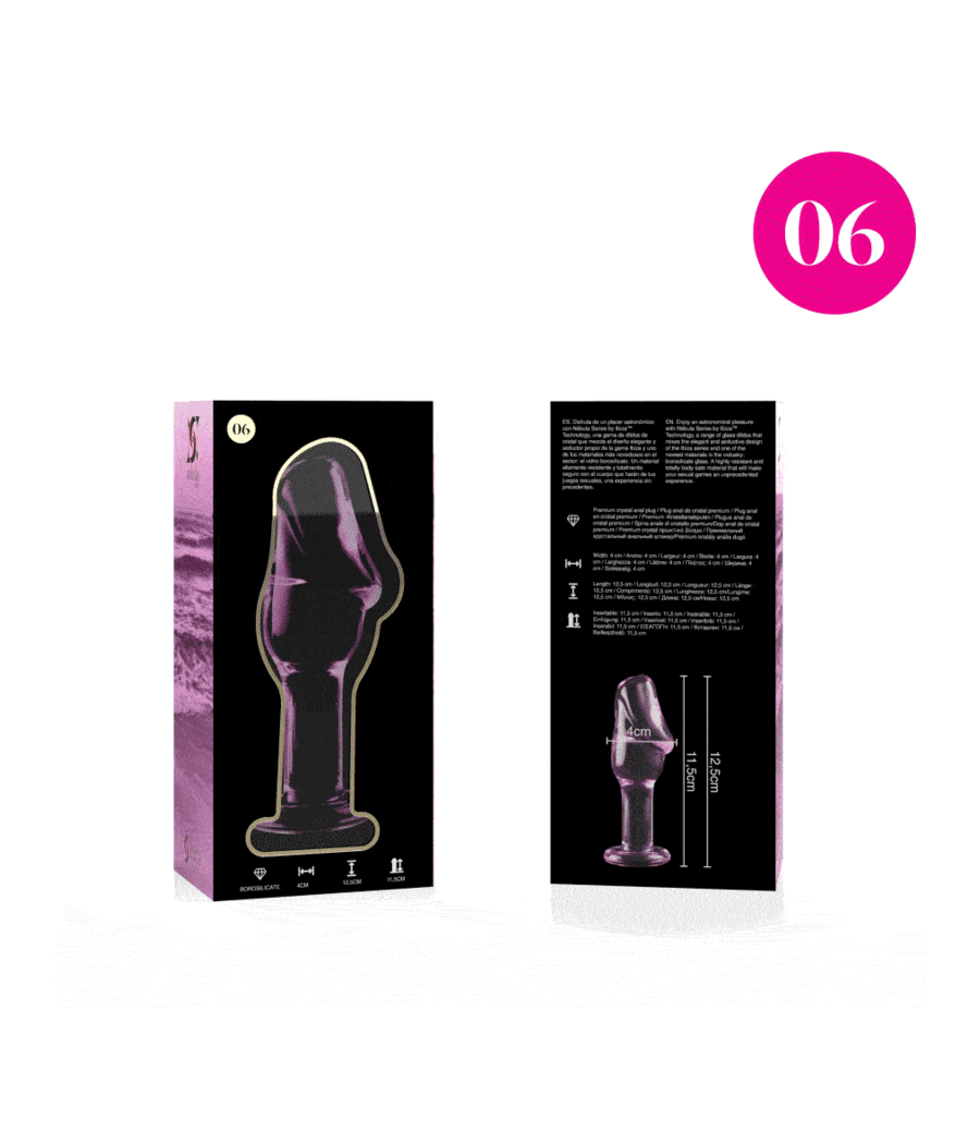 NEBULA SERIES BY IBIZA - MODEL 6 ANAL PLUG BOROSILICATE GLASS PINK 12.5 CM -O- 4 CM