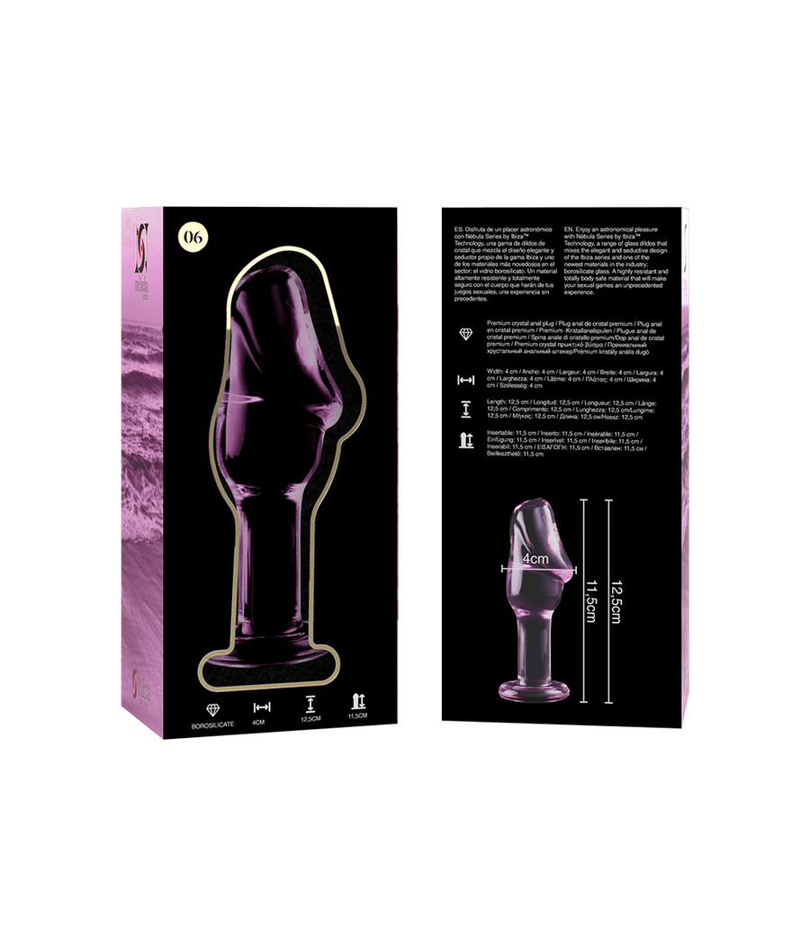 NEBULA SERIES BY IBIZA - MODELL 6 ANALPLUG BOROSILIKATGLAS ROSA 12.5 CM -O- 4 CM