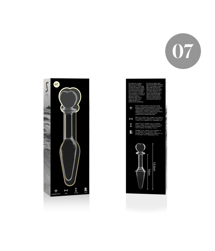 NEBULA SERIES BY IBIZA - MODEL 7 ANAL PLUG BOROSILICATE GLASS CLEAR 13.5 CM -O- 3 CM