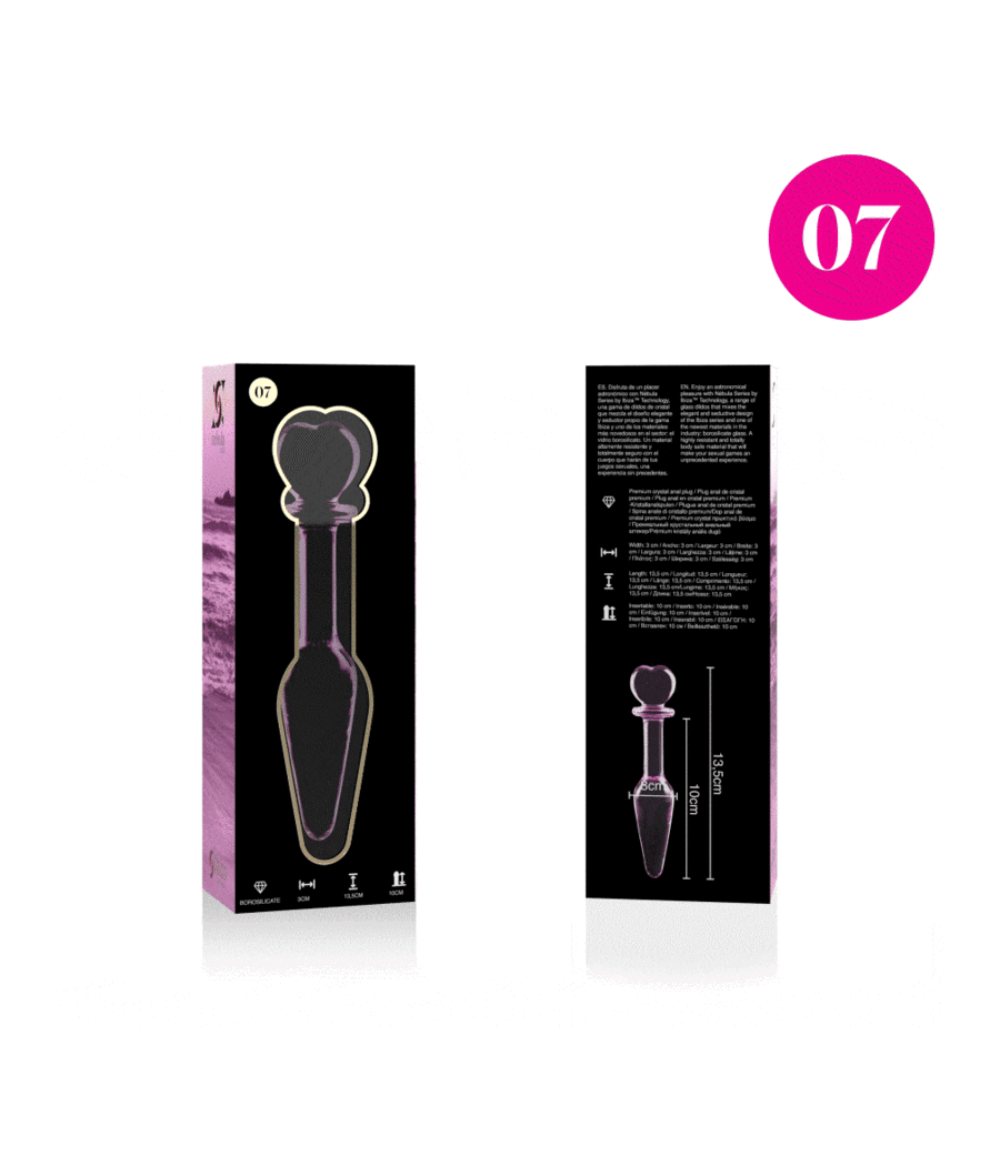 NEBULA SERIES BY IBIZA - MODEL 7 ANAL PLUG BOROSILICATE GLASS PINK 13.5 CM -O- 3 CM