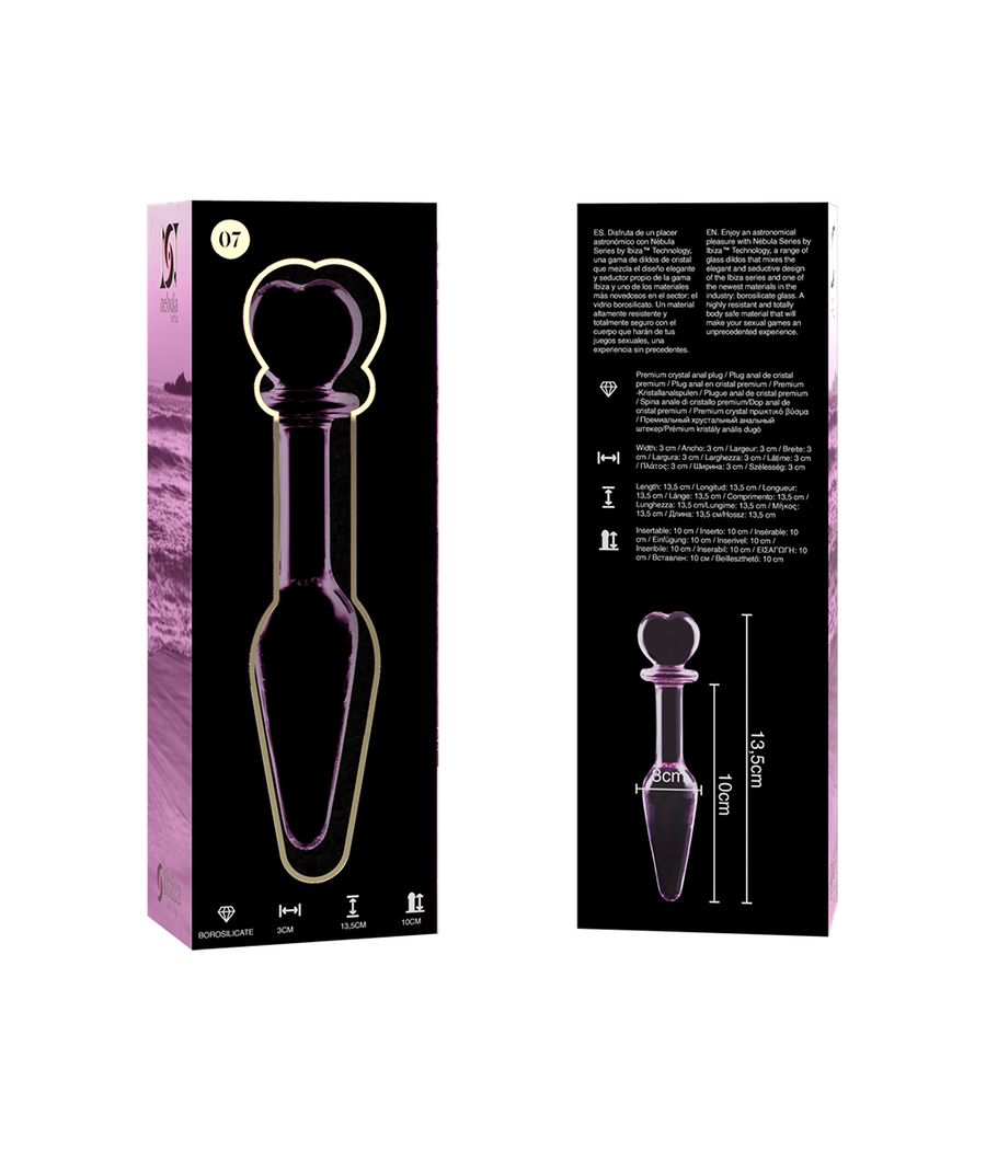 NEBULA SERIES BY IBIZA - MODELO 7 ANAL PLUG VIDRO BOROSILICADO ROSA 13.5 CM -O- 3 CM
