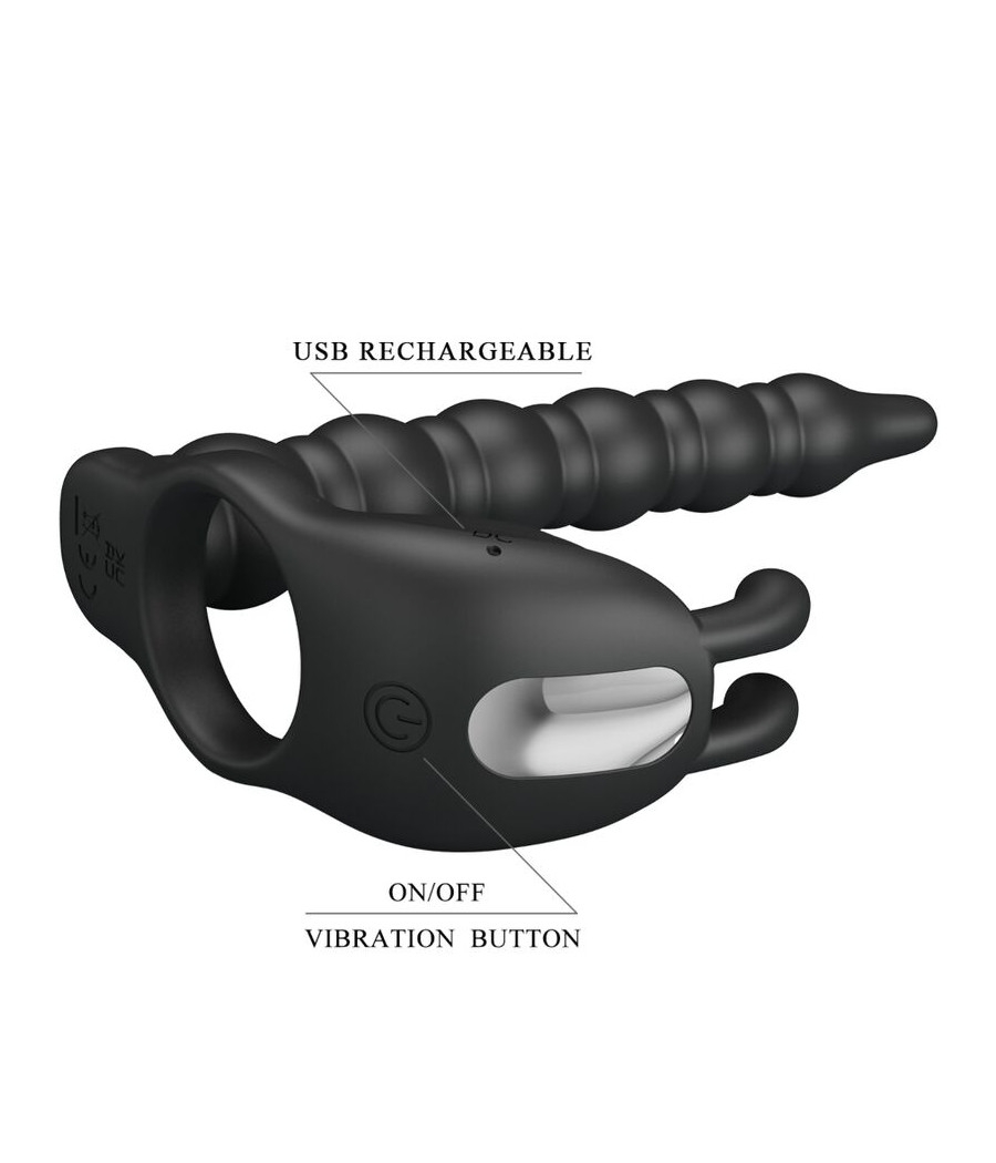 PRETTY LOVE - BLACKNEY ANILLO PENE CON PLUG VIBRADOR NEGRO