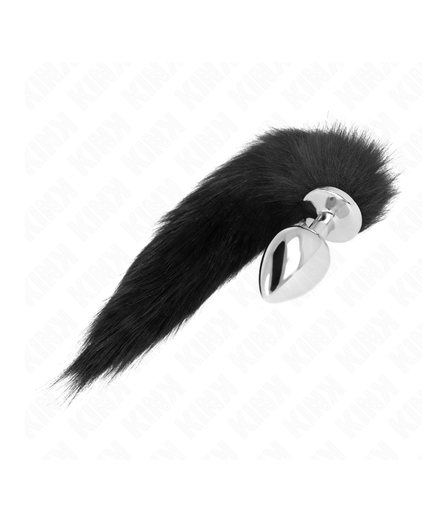 KINK - PLUG ANAL TALLA L 10 X 4 CM CON COLA SINTÉTICA 40 CM NEGRO