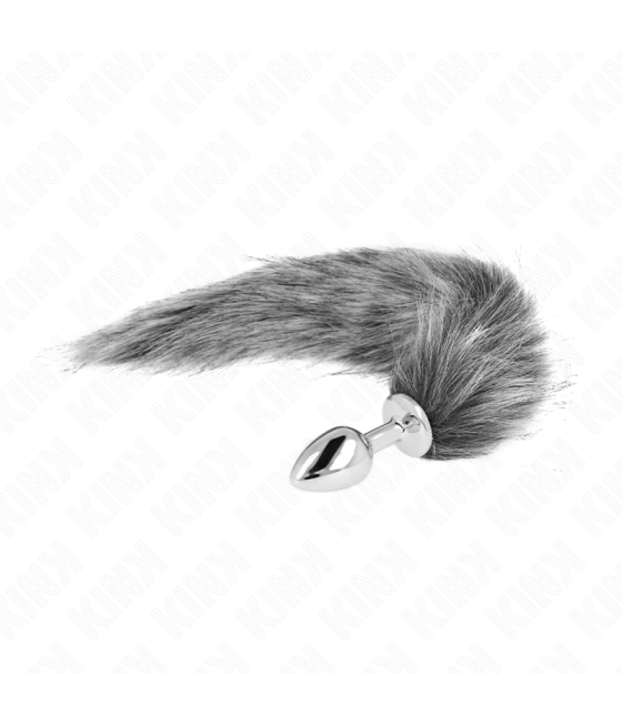 KINK - PLUG ANAL TAMANHO S 7 X 3 CM COM CAUDA SINTÉTICA 40 CM CINZA