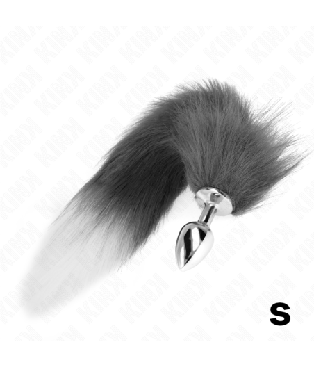 KINK - ANAL PLUG SIZE S 7 X 3 CM WITH SYNTHETIC TAIL 40 CM GREY AND WHITE