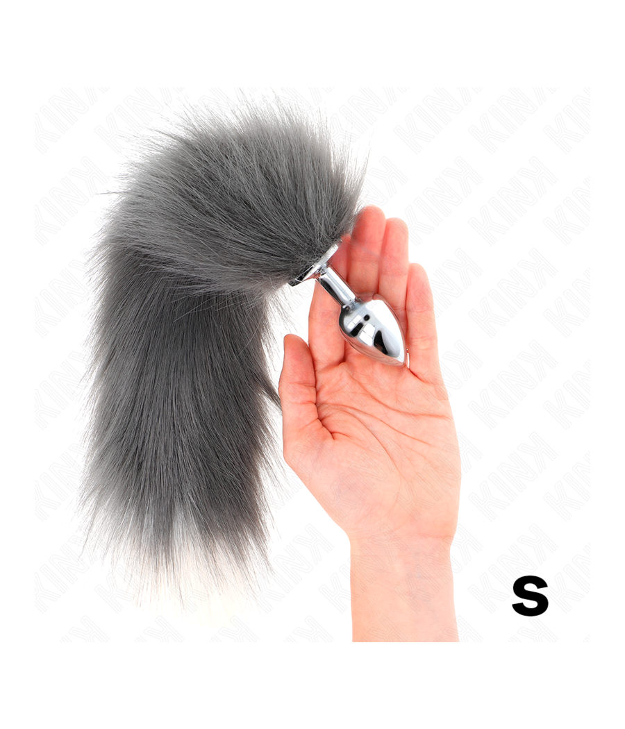 KINK - ANAL PLUG SIZE S 7 X 3 CM WITH SYNTHETIC TAIL 40 CM GREY AND WHITE