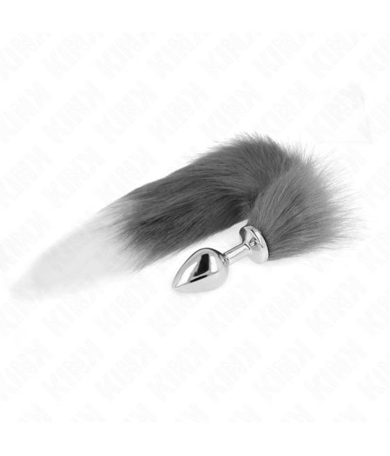 KINK - ANAL PLUG SIZE M 8 X 3.5 CM WITH SYNTHETIC TAIL 40 CM GREY AND WHITE