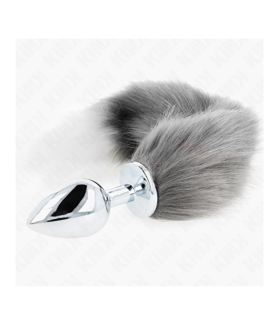KINK - ANAL PLUG SIZE L 10 X 4 CM WITH SYNTHETIC TAIL 40 CM GREY AND WHITE