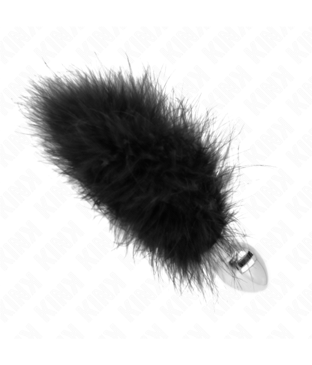 KINK - PLUG ANALE IN ACCIAIO INOSSIDABILE 11 x 7 CM CON PIUMA 11 CM