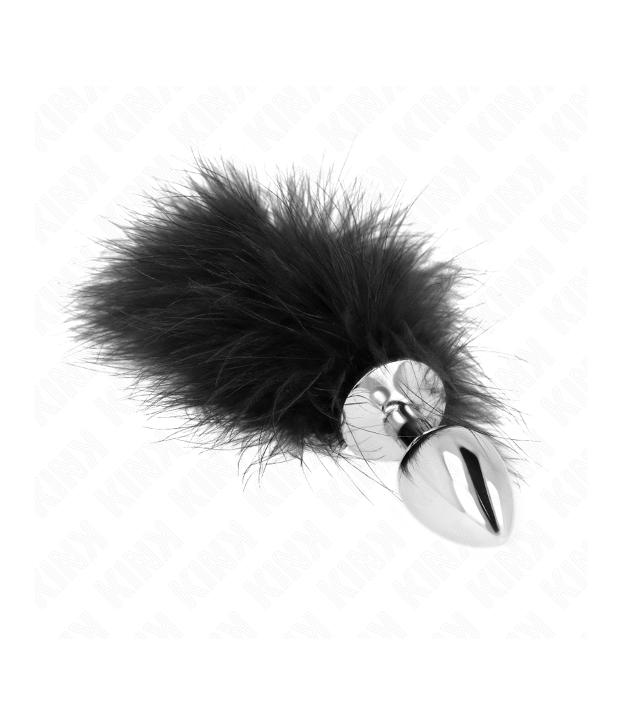 KINK - PLUG ANALE IN ACCIAIO INOSSIDABILE 11 x 7 CM CON PIUMA 11 CM