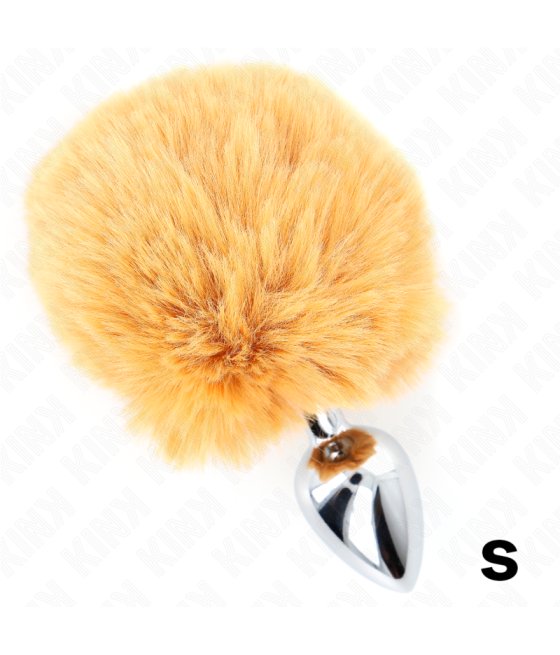 KINK - STAINLESS STEEL PLUG 7 x 3 CM WITH BEIGE FAUX FUR RABBIT TAIL 8 CM