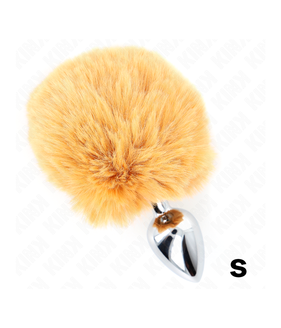 KINK - SPINA IN ACCIAIO INOSSIDABILE 7 x 3 CM CON CODA DI CONIGLIO IN ECOPELLICCIA BEIGE 8 CM