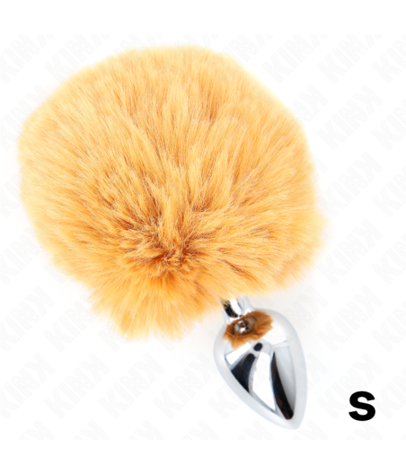 KINK - STAINLESS STEEL PLUG 7 x 3 CM WITH BEIGE FAUX FUR RABBIT TAIL 8 CM