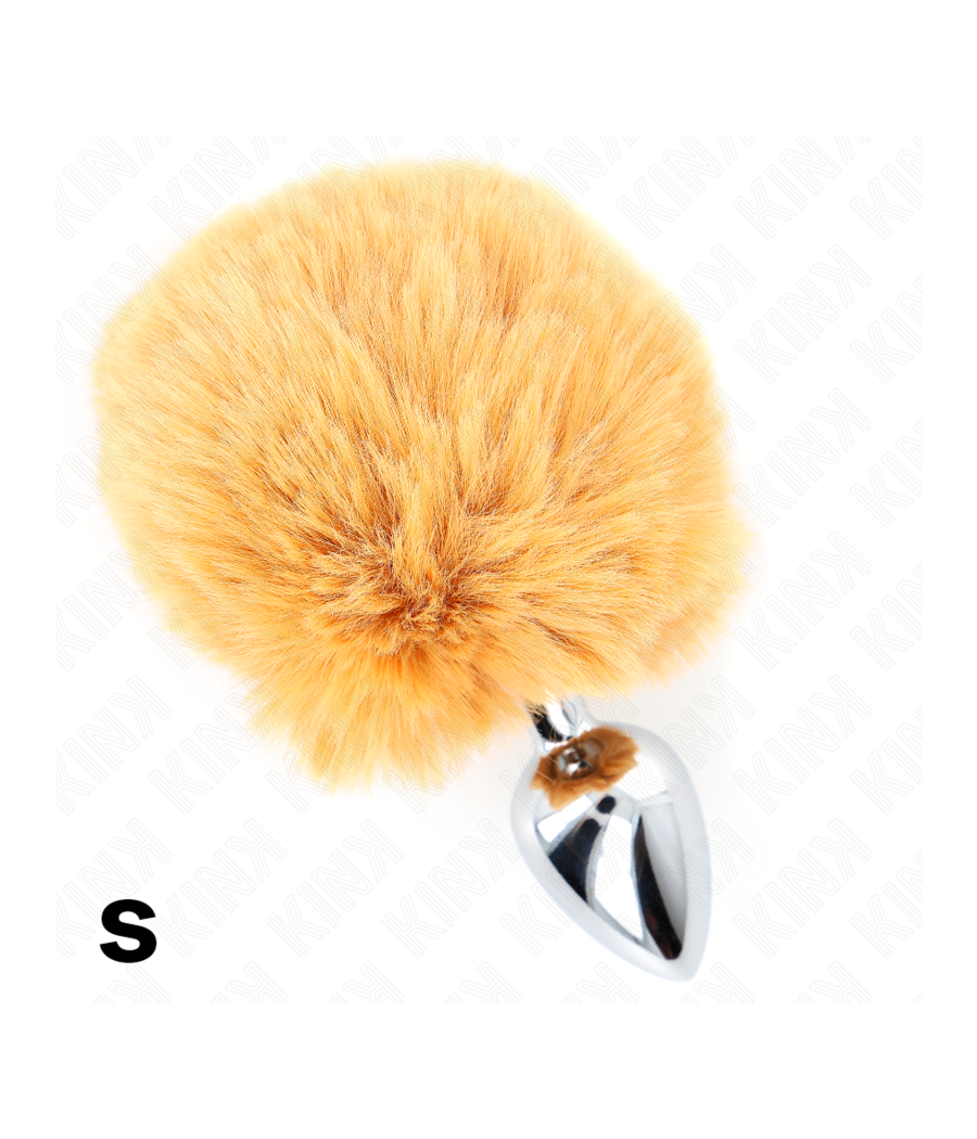 KINK - SPINA IN ACCIAIO INOSSIDABILE 7 x 3 CM CON CODA DI CONIGLIO IN ECOPELLICCIA BEIGE 8 CM