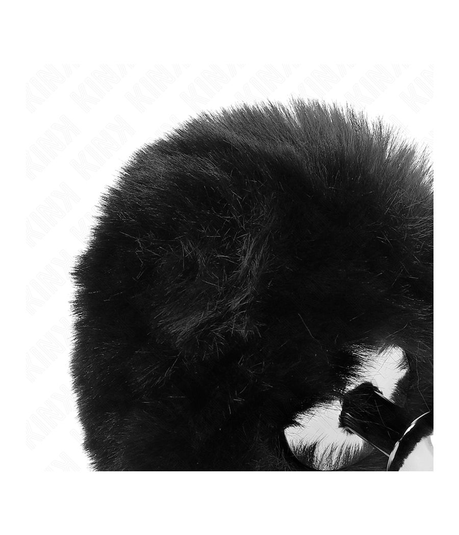 KINK - PLUG 7 x 3 CM DE ACERO INOXIDABLE CON COLA DE CONEJO PIEL SINTÉTICA 8 CM NEGRO